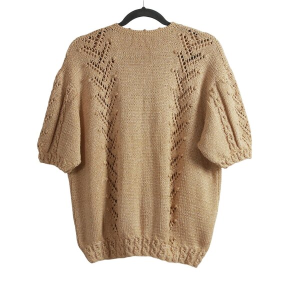 Handmade Yellow Mixed-knit Short Sleeve Cardigan - Picture 2 of 14